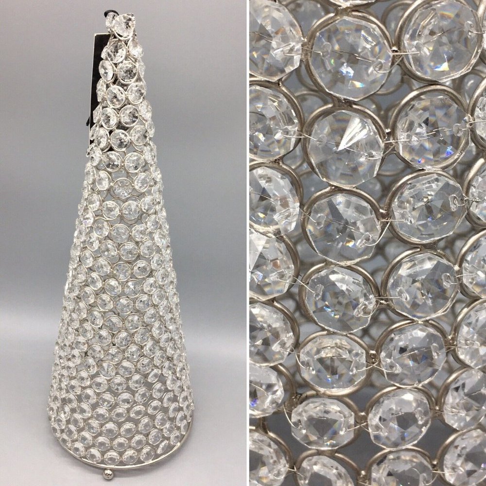 Rachel Zoe Faux Crystal Silver Christmas Tree Designer Holiday Decor Glam 16"